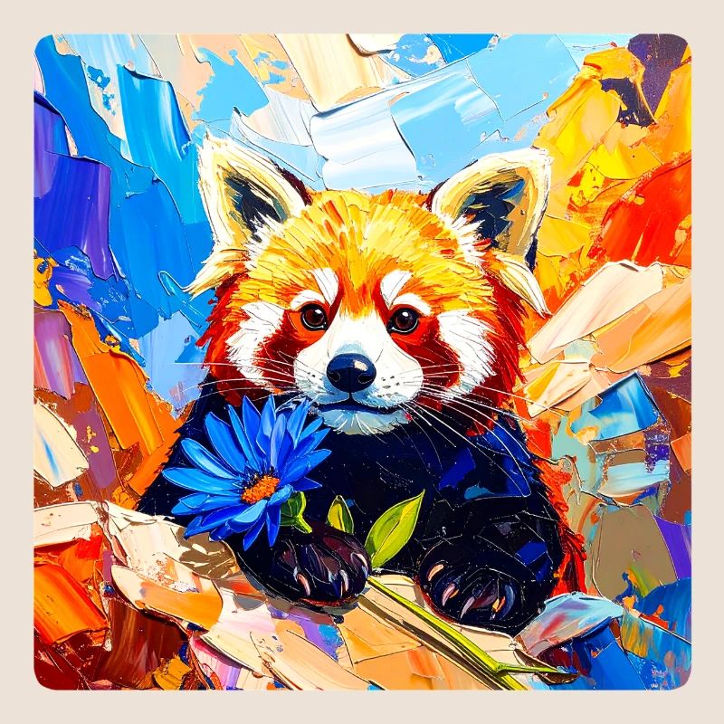 Panda Rouge Fleur Bleue