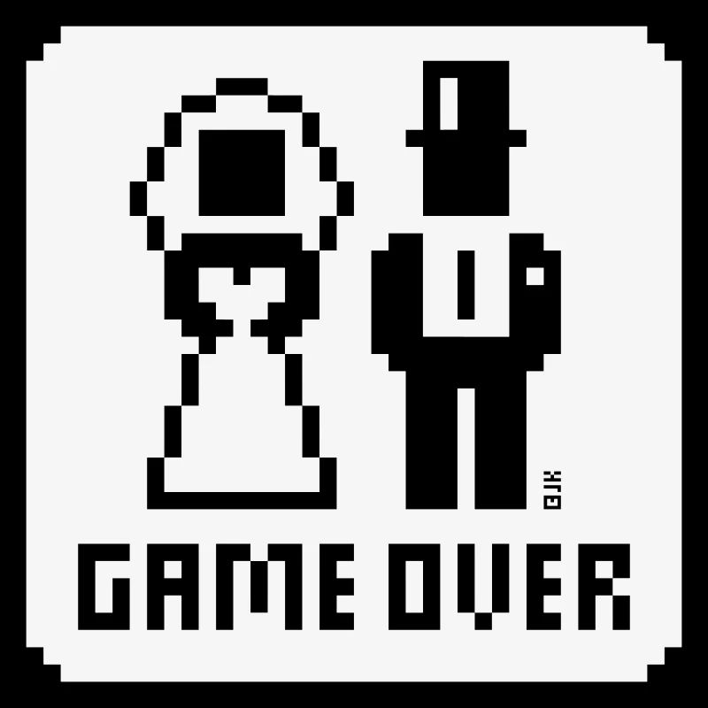 Game Over (Hochzeit, JGA, Brautpaar, Pixel, NEG W)