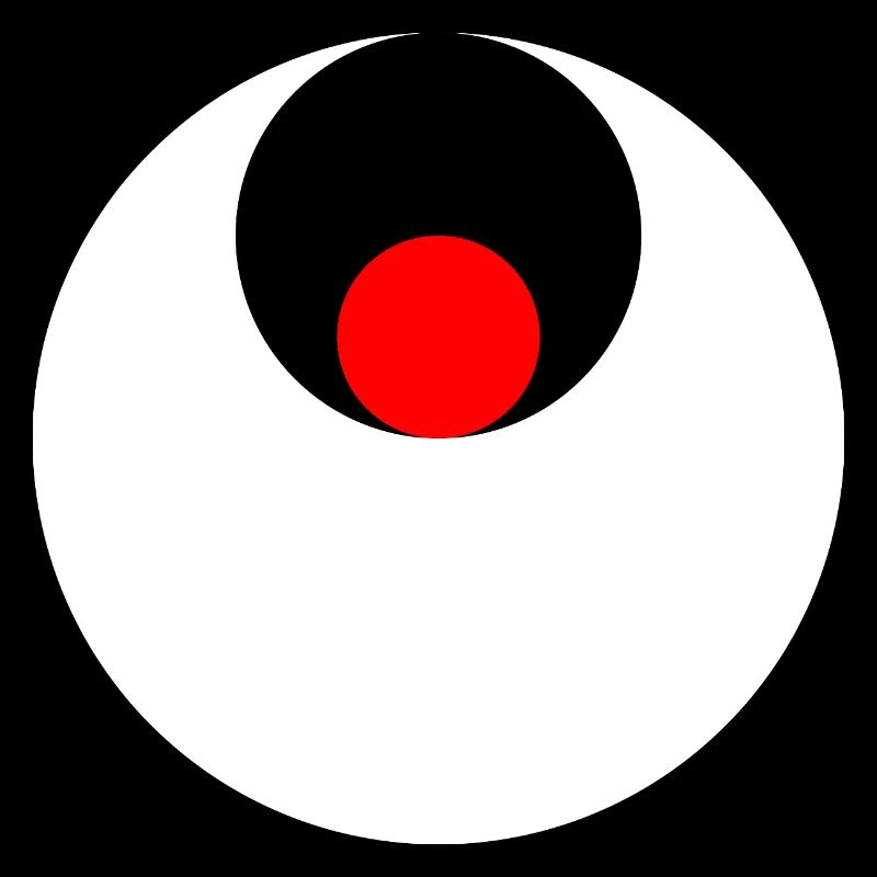 3 cercles, blanc, noir et rouge