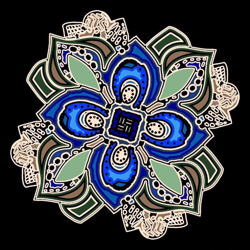 Teal Extravagant Mandala Flower