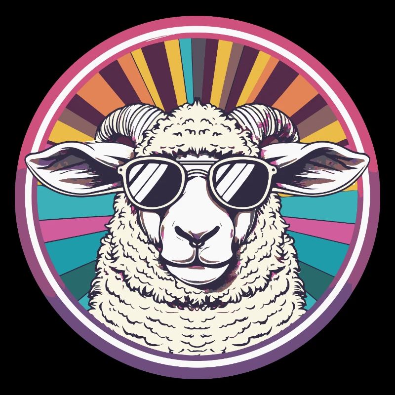 Sonnen-Schaf mit Retro-Sonnenbrille