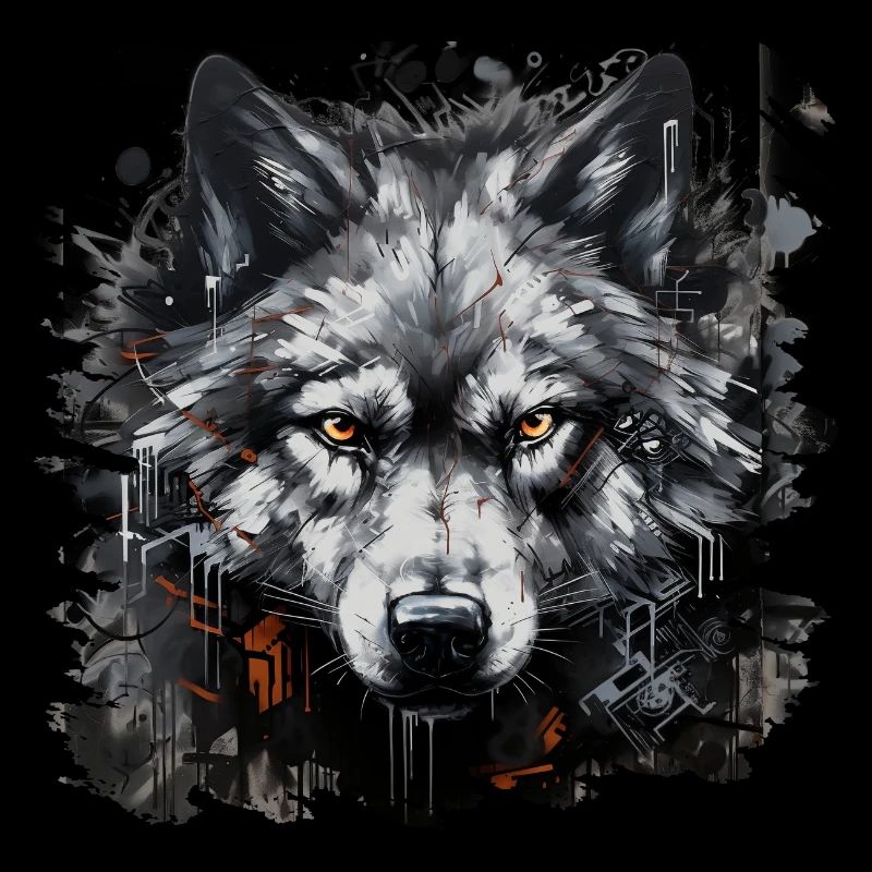 Loup solitaire. Chasseur urbain dans le style graffiti.
