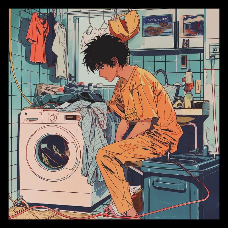 Années 80 Anime Guy Calmant Impression de mode de haute qualité