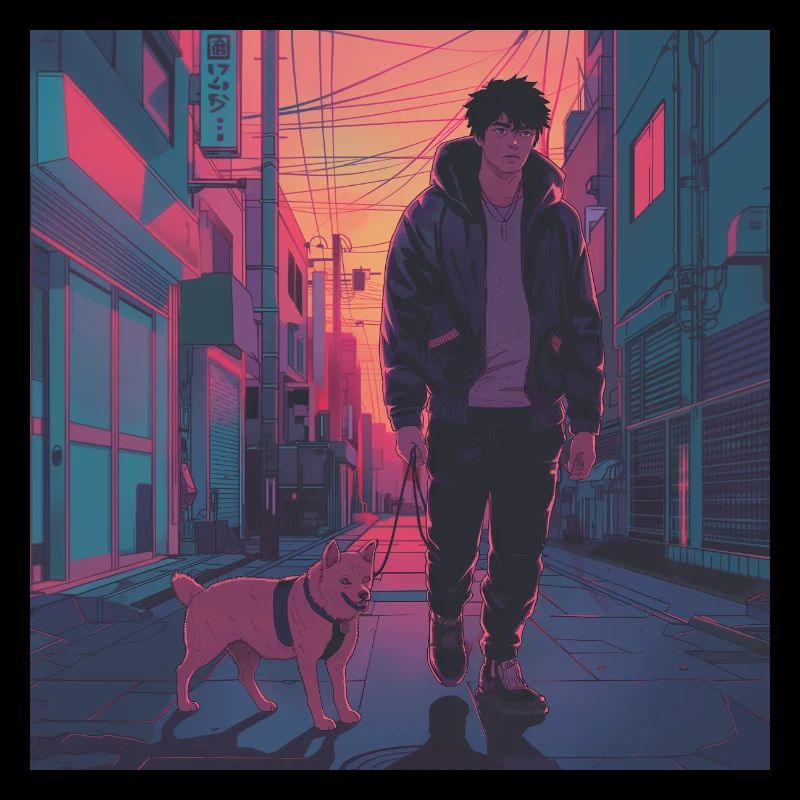 Années 80 Anime Guy Calmant Impression de mode de haute qualité