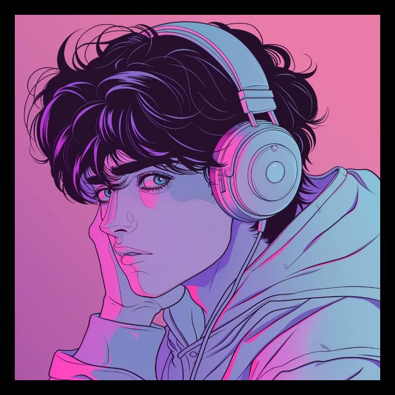 Années 80 Anime Guy Calmant Impression de mode de haute qualité