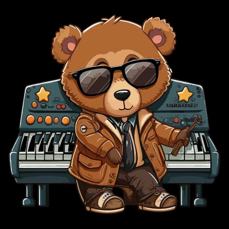 Funky Keys: Ein Klavier spielender Bär mit Attitüde