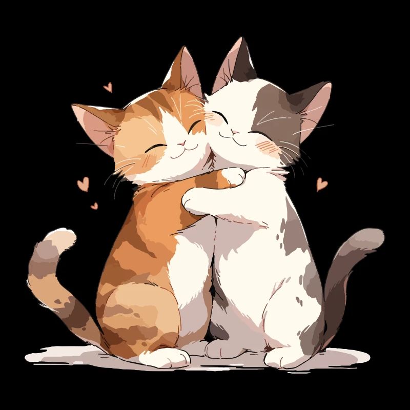 Katzen Liebe Umarmung Kuscheln Herz Süß Niedlich
