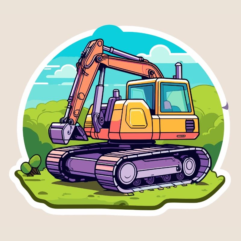 Excavator Construction Site Drawing