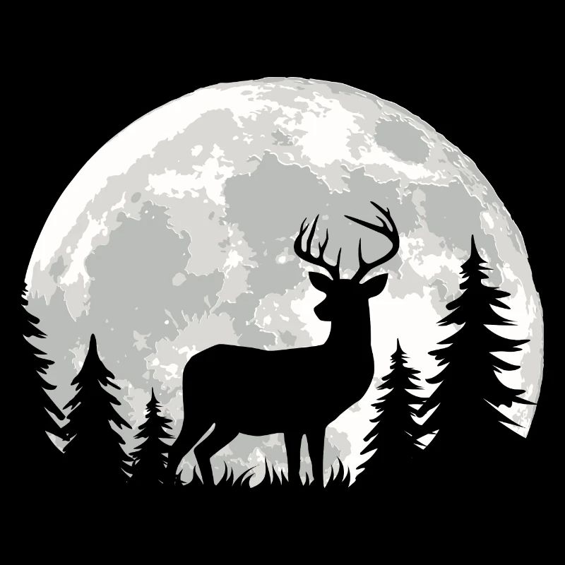 Hirsch Jagd Mondschein Rotwild Jäger Wald Natur