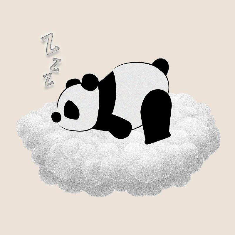 Cute panda sleeps on his cloud