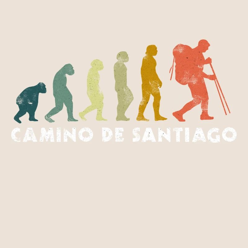 Jakobsweg Evolution Pilger Wanderer Geschenk Retro