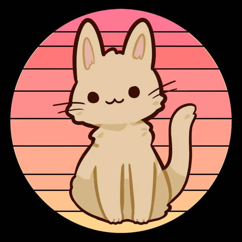 Chat anime au coucher du soleil