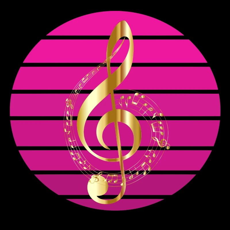 Note de musique dorée au coucher du soleil