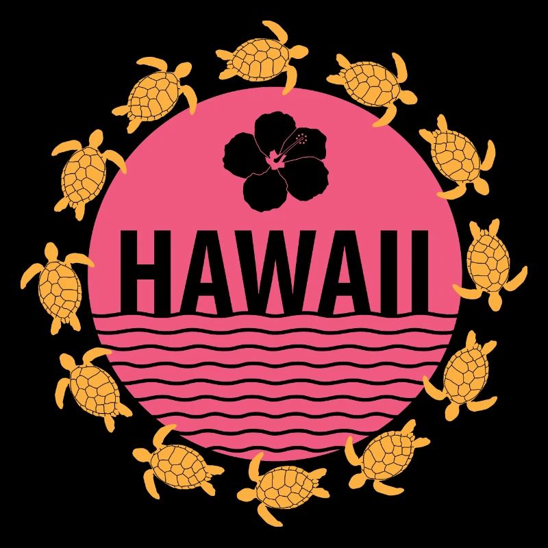 Hawaï tortue et fleur d’hibiscus