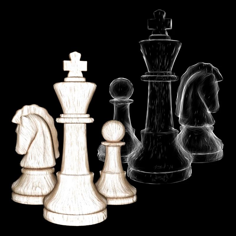 Échecs, pièces d’échecs, blanc, noir