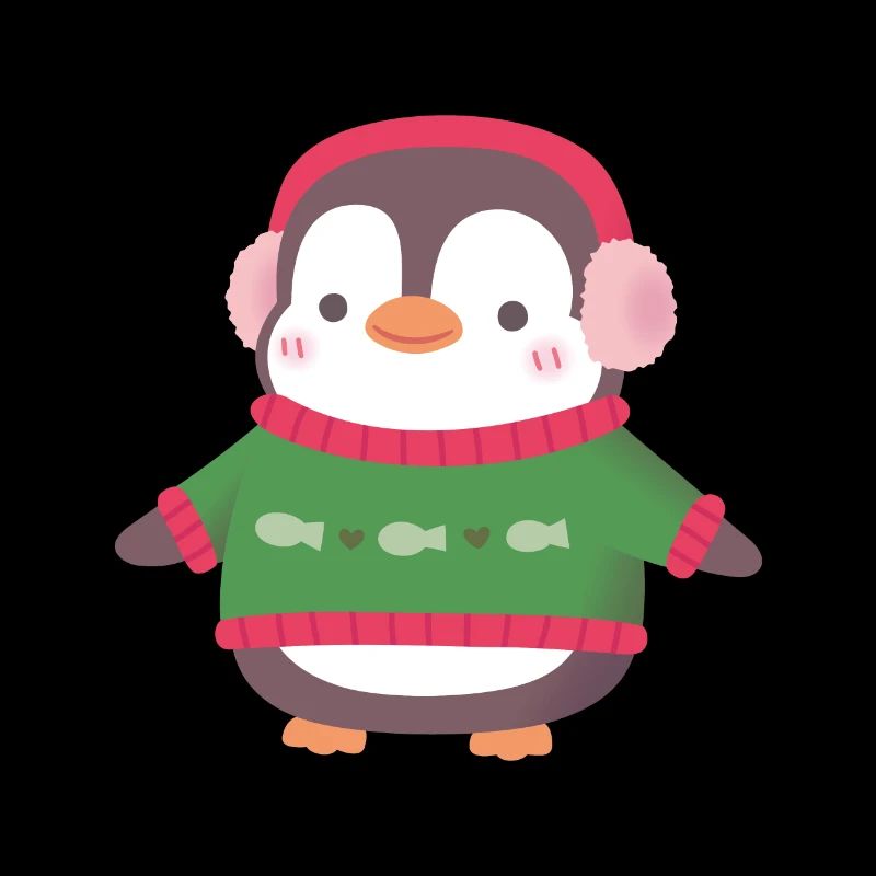 Pingouin mignon avec pull de poisson