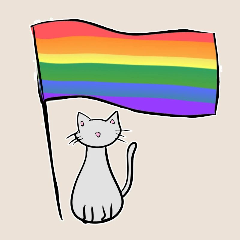 chat gris symbole du drapeau lgbt amour