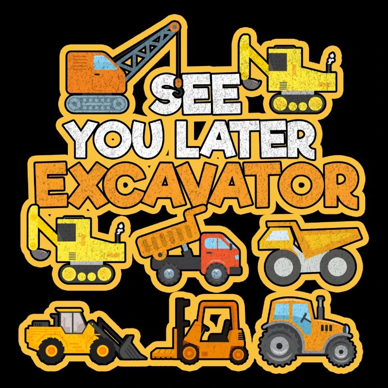 Excavator Construction Site Construction Worker Construction Truck I Gift