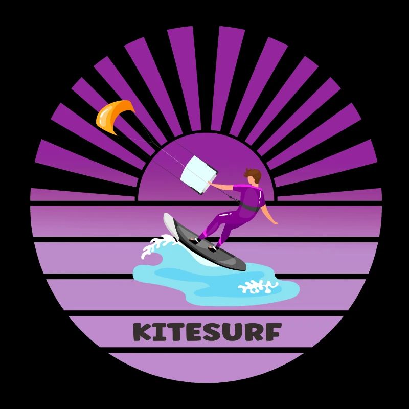 Kitesurf coucher de soleil vagues