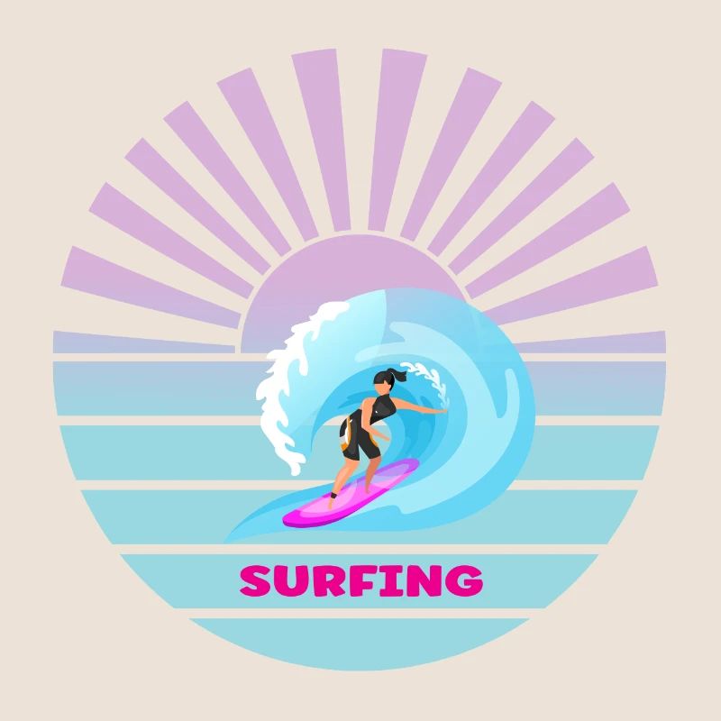 Surfer coucher de soleil vagues