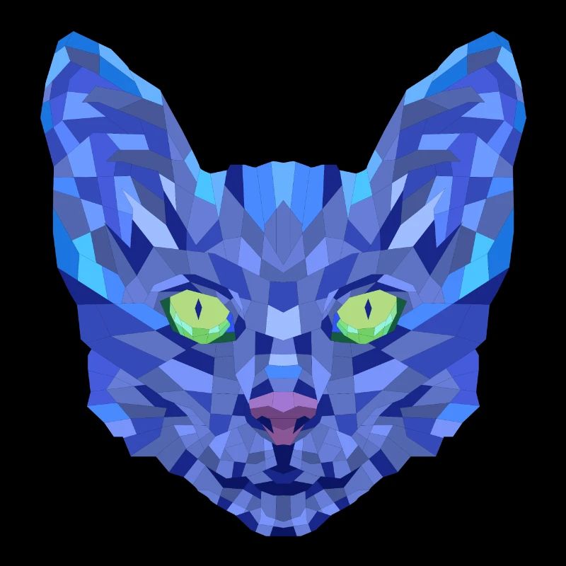 Chat Bleu Polygonal