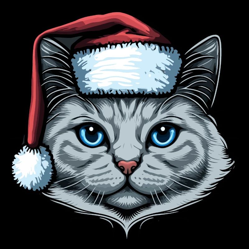 Wunderschöne Katze mit Weihnachtshut