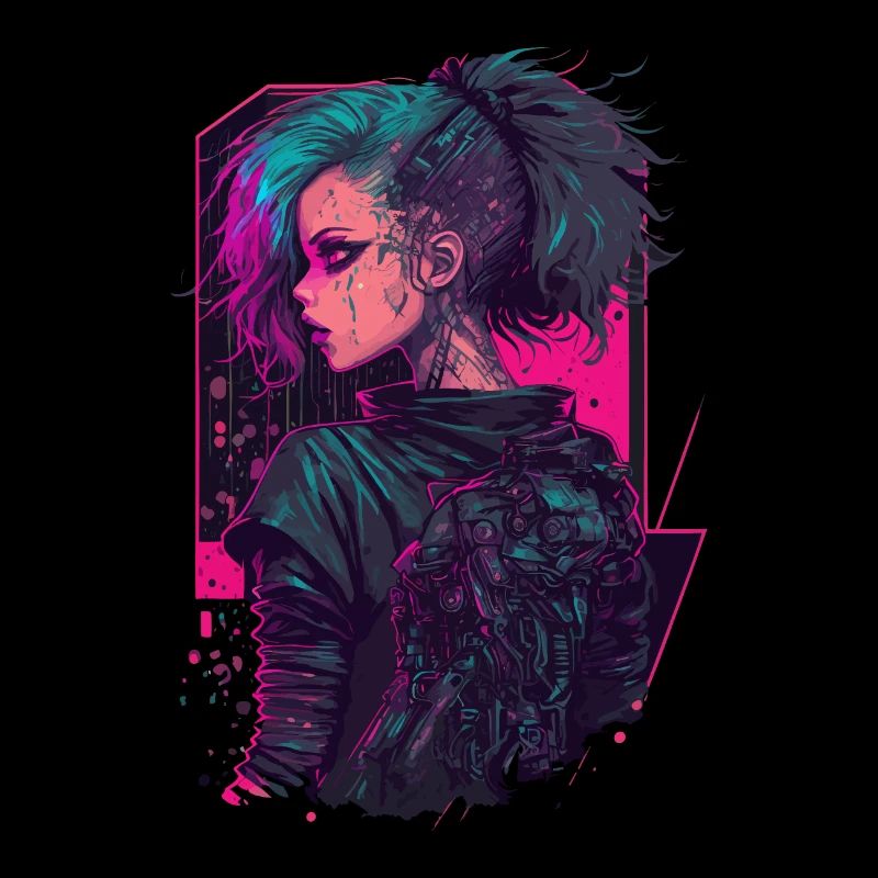 Coole digitale Illustration einer Punk-Dame