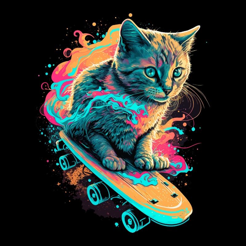 Skateboard Katze
