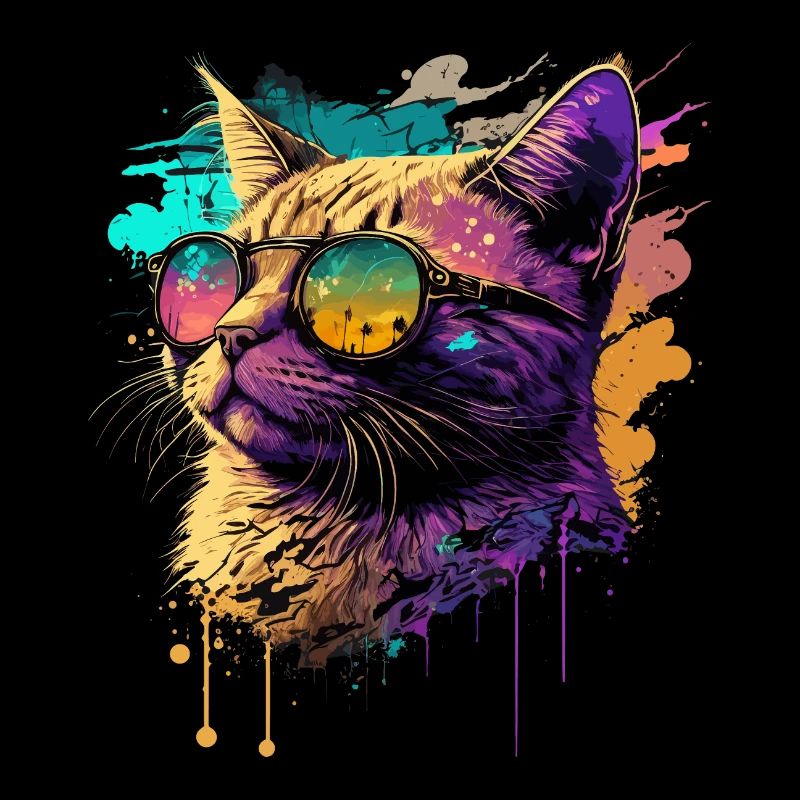 Cat with Neon Sunglasses