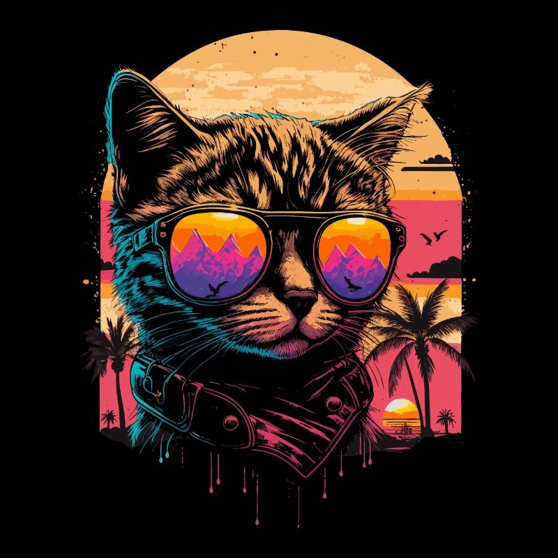 Chat au coucher du soleil
