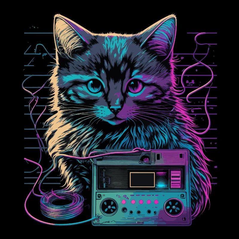 Chat avec cassette