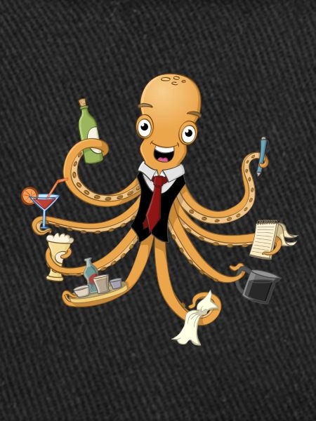 Der fröhliche Oktopus-Kellner.