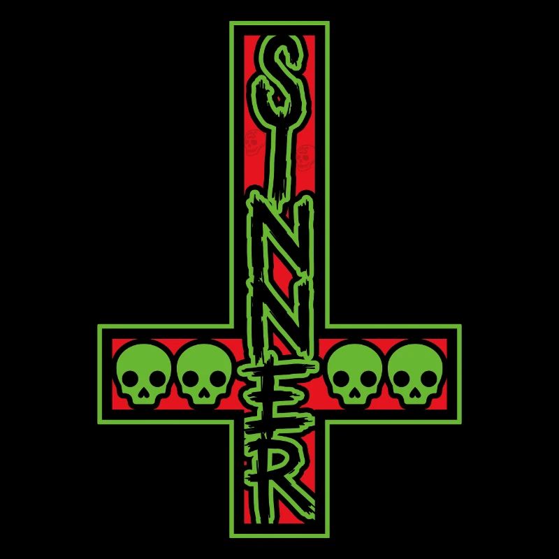 Sinner On Inverted Cross Red And Green