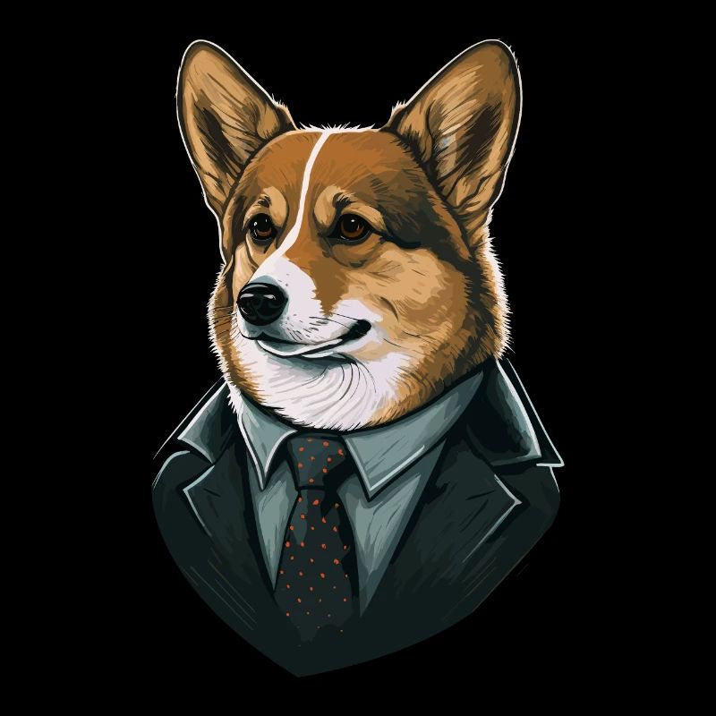 Illustration d’art Corgi décective