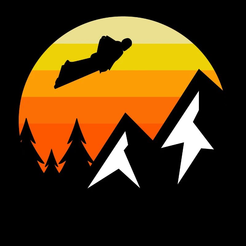 Wingsuit flying Base Jumping Skydiving Retro