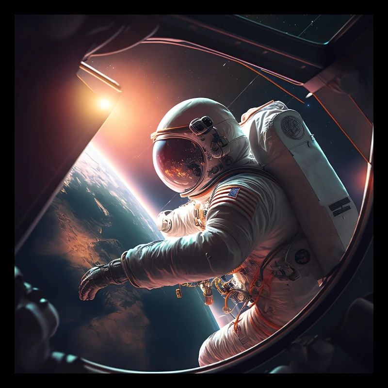 Astronaut in a perilous spacewalk