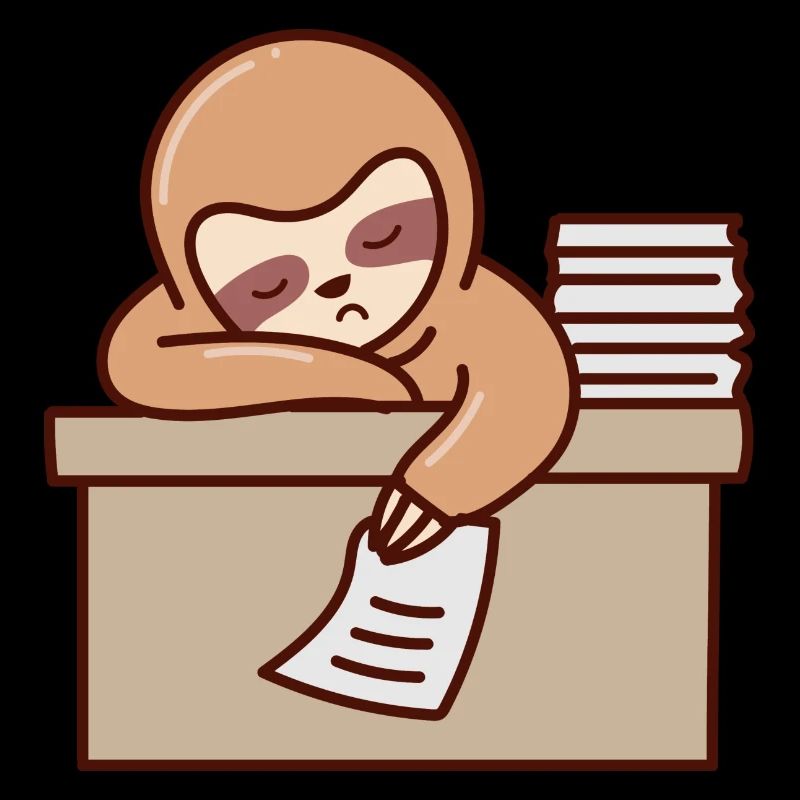 Faultier Arbeiten Einschlafen Büro Müde