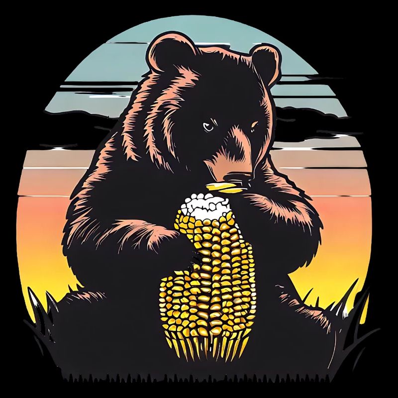 Corn cob bear in sunset