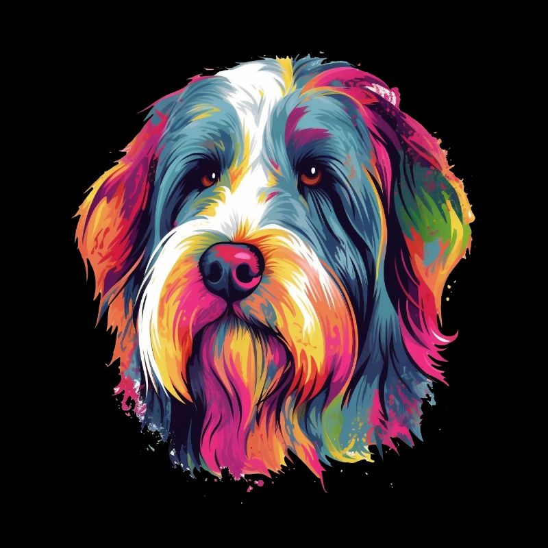 Bunter Bearded-Collie-Hund