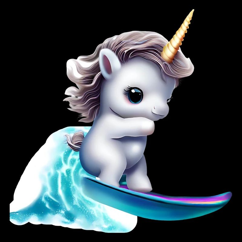 Einhorn auf Surfbrett