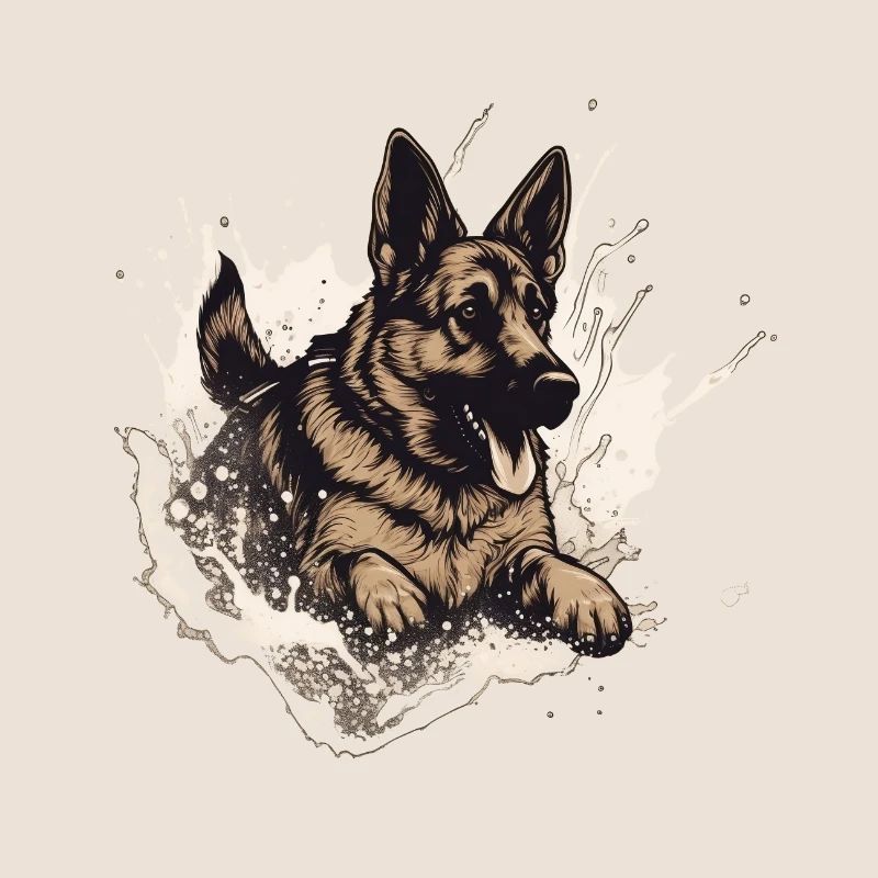 German-shepherd Dock-Diving into Water