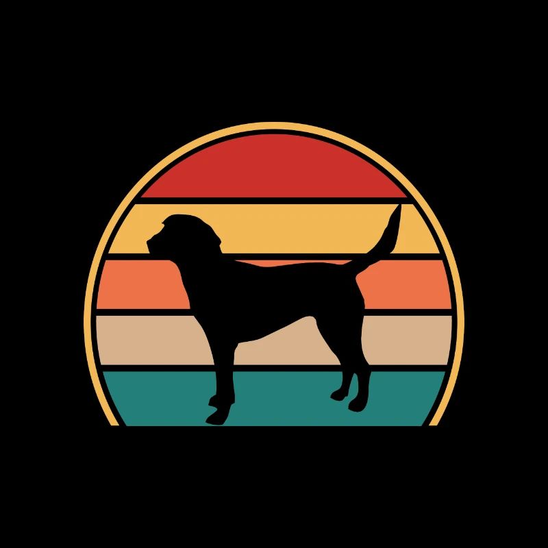 Beagle Harrier Chien Amant Silhouette Vintage Coucher de soleil