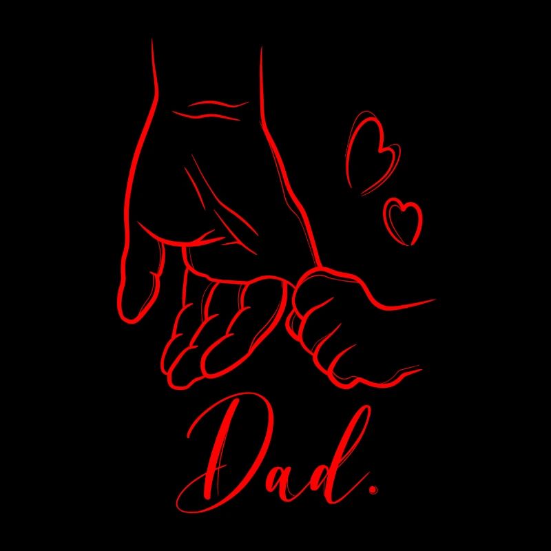 Hands dad and child line art