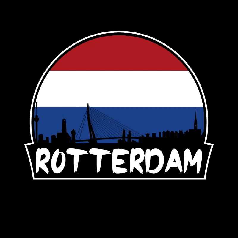 Rotterdam Pays-Bas Flag Skyline Silhouette