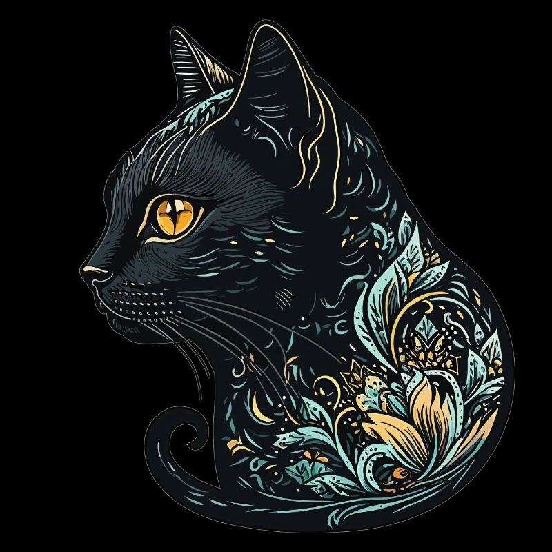 Tête de chat Noir Chat Bombay Chat heureux Chats