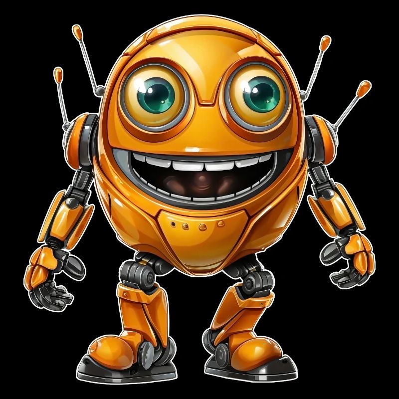 Oranger Android Robot verbreitet gute Laune