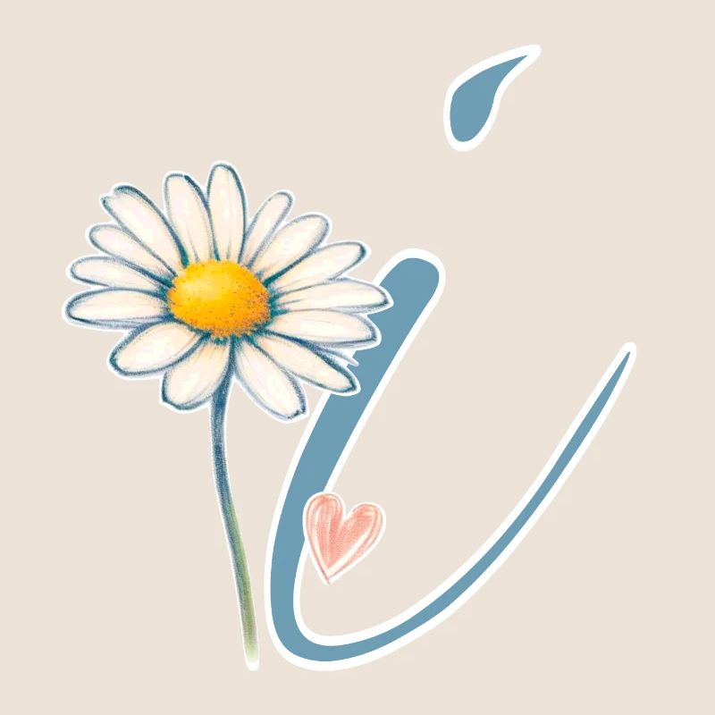 Buchstabe i Gänseblümchen Herz