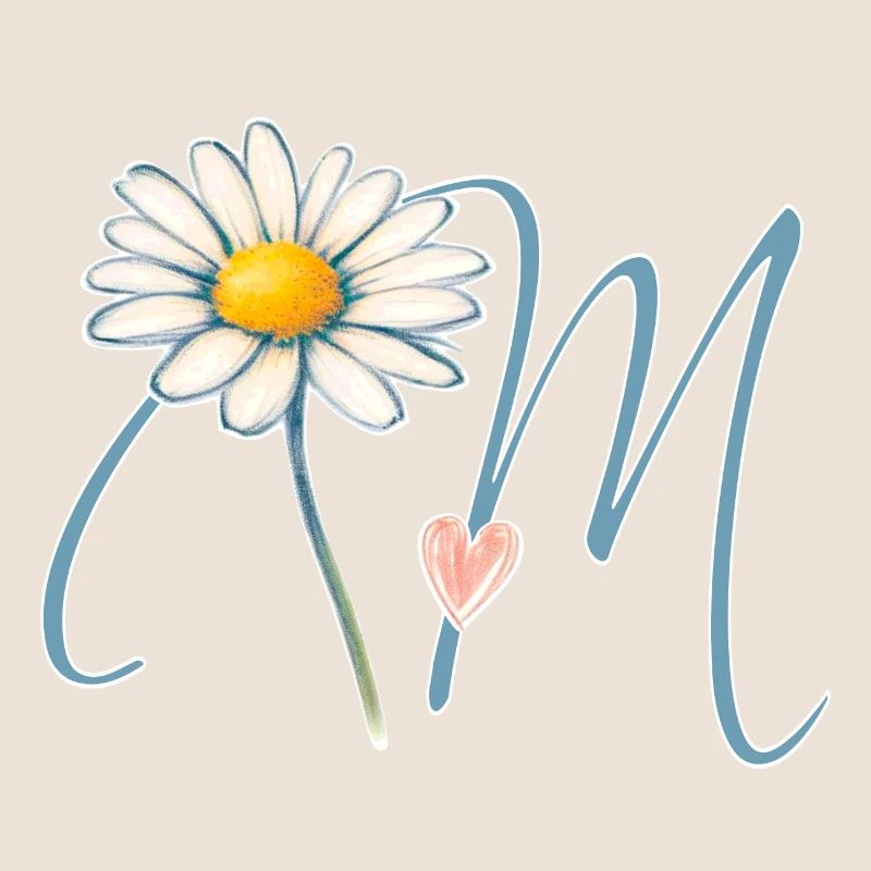 Buchstabe M Gänseblümchen Herz