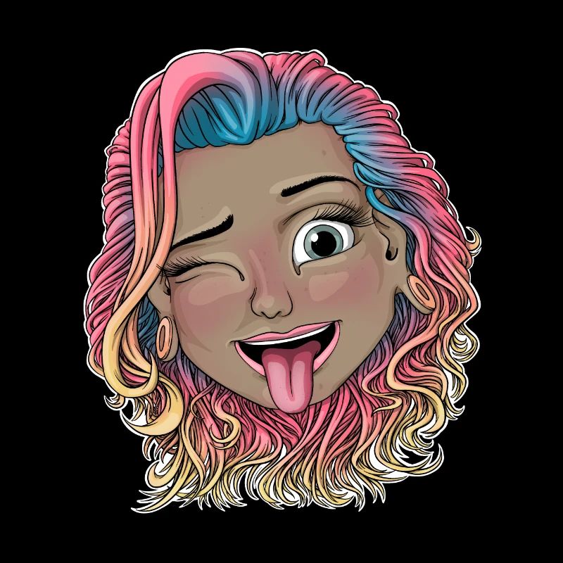 Reva prisma clignant de la langue sur le visage