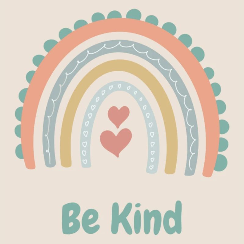 Be Kind - Regenbogen und Herzen - Boho